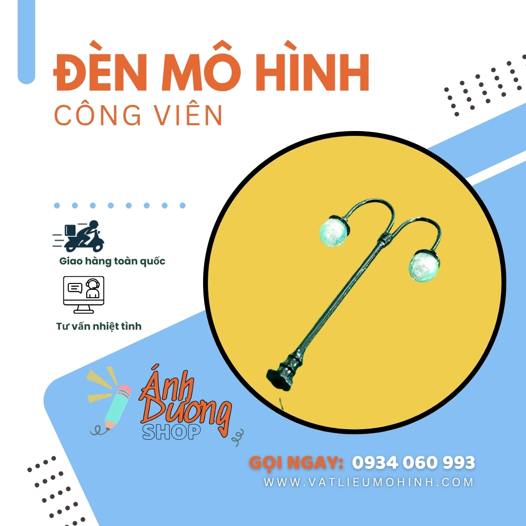 Đèn công viên mô hình 2 bóng đôi tỷ lệ 1:100